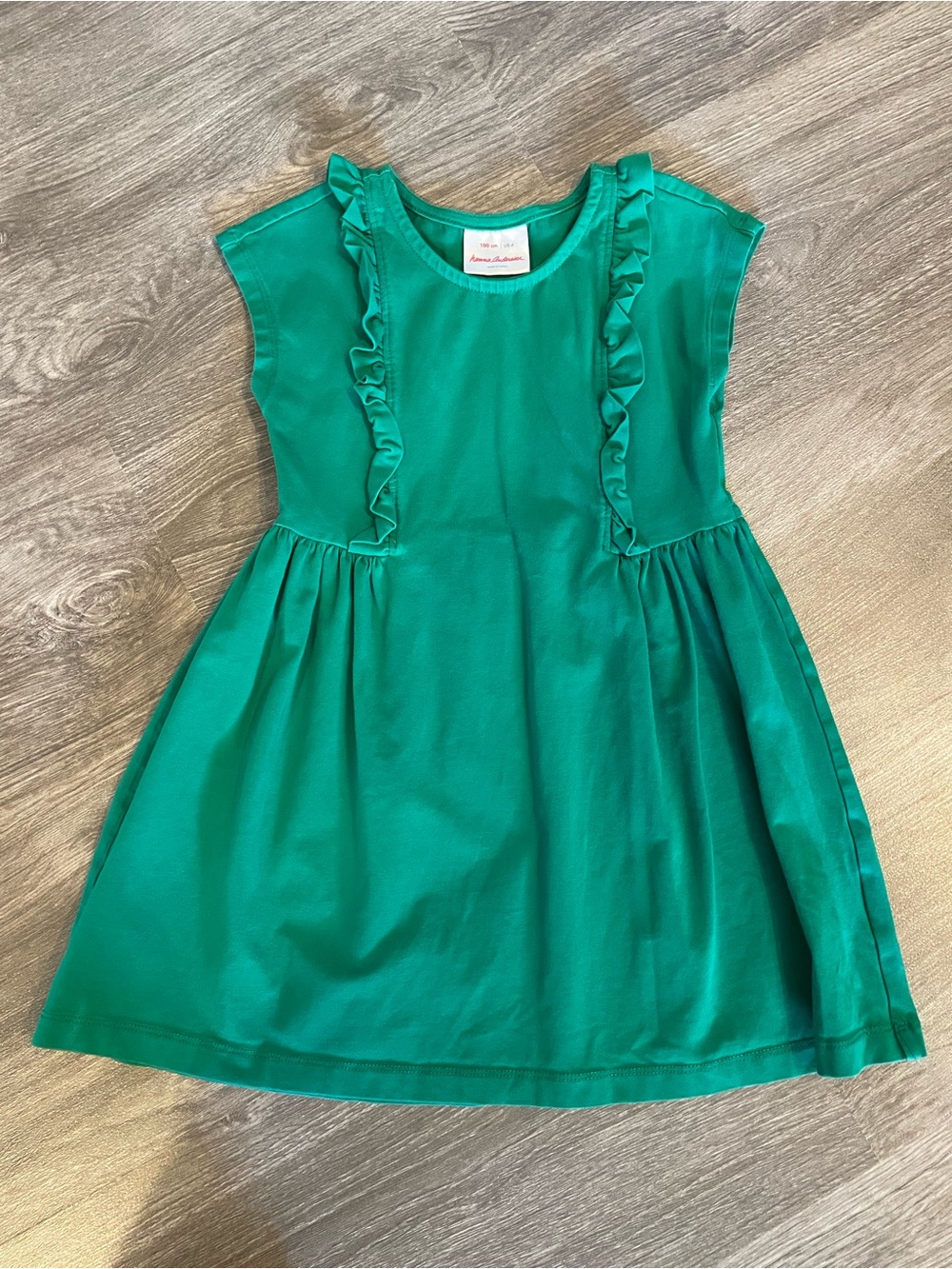 Hanna Andersson Green Ruffle Play Dress Size 4